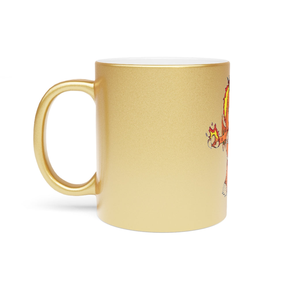 Angetiron Metallic Mug in Silver and Gold, showcasing customizable designs and a sleek ceramic finish.